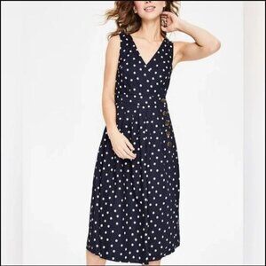 Arwen Midi Dress in Navy Scattered Spot - size 10P